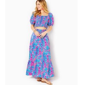 Lilly Pulitzer Aston Maxi Set Cumulus Blue Orchid Oasis - L